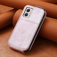 Funda de Cuero Flip S01D para Motorola Moto G53 5G Oro Rosa