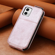 Funda de Cuero Flip S01D para Motorola Moto G73 5G Oro Rosa