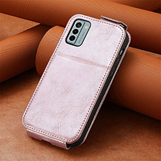 Funda de Cuero Flip S01D para Nokia G22 Oro Rosa