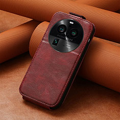 Funda de Cuero Flip S01D para Oppo Find X6 5G Rojo