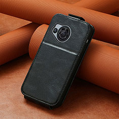 Funda de Cuero Flip S01D para Sharp Aquos R8 Negro