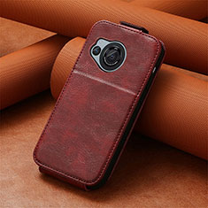 Funda de Cuero Flip S01D para Sharp Aquos R8 Rojo