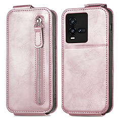 Funda de Cuero Flip S01D para Vivo iQOO 9T 5G Oro Rosa