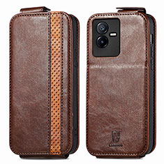 Funda de Cuero Flip S01D para Vivo T2x 5G Marron