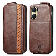 Funda de Cuero Flip S01D para Vivo Y02S Marron