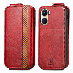 Funda de Cuero Flip S01D para Vivo Y16 Rojo