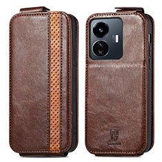 Funda de Cuero Flip S01D para Vivo Y77 5G Marron