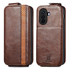 Funda de Cuero Flip S02D para Huawei Nova Y71 Marron