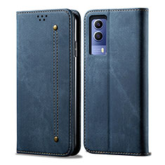 Funda de pano Cartera con Soporte B01S para Vivo iQOO Z5x 5G Azul