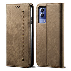 Funda de pano Cartera con Soporte B01S para Vivo iQOO Z5x 5G Caqui