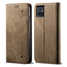 Funda de pano Cartera con Soporte B01S para Vivo T1 5G India Caqui