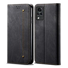 Funda de pano Cartera con Soporte B01S para Vivo V21 5G Negro