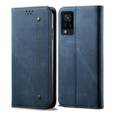 Funda de pano Cartera con Soporte B01S para Vivo V21e 4G Azul