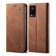 Funda de pano Cartera con Soporte B01S para Vivo V21e 4G Marron