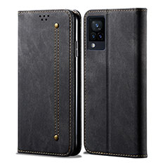 Funda de pano Cartera con Soporte B01S para Vivo V21e 4G Negro