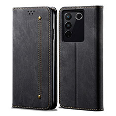 Funda de pano Cartera con Soporte B01S para Vivo V27 Pro 5G Negro