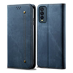 Funda de pano Cartera con Soporte B01S para Vivo Y12A Azul