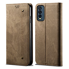 Funda de pano Cartera con Soporte B01S para Vivo Y12A Caqui