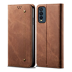 Funda de pano Cartera con Soporte B01S para Vivo Y12A Marron