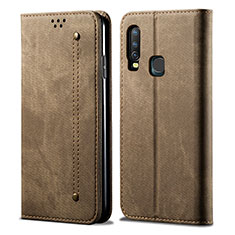 Funda de pano Cartera con Soporte B01S para Vivo Y17 Caqui