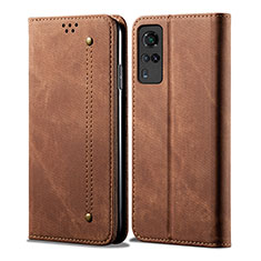 Funda de pano Cartera con Soporte B01S para Vivo Y31 (2021) Marron