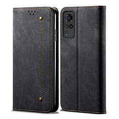 Funda de pano Cartera con Soporte B01S para Vivo Y31 (2021) Negro