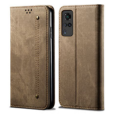 Funda de pano Cartera con Soporte B01S para Vivo Y51 (2021) Caqui