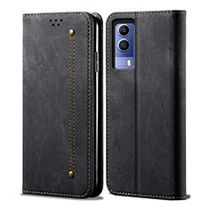 Funda de pano Cartera con Soporte B01S para Vivo Y53s 5G Negro