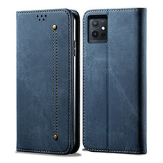 Funda de pano Cartera con Soporte B01S para Vivo Y55 5G Azul