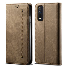 Funda de pano Cartera con Soporte B01S para Vivo Y70S 5G Caqui