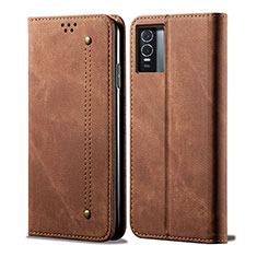 Funda de pano Cartera con Soporte B01S para Vivo Y74s 5G Marron