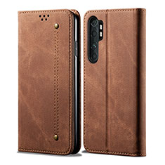 Funda de pano Cartera con Soporte B01S para Xiaomi Mi Note 10 Lite Marron