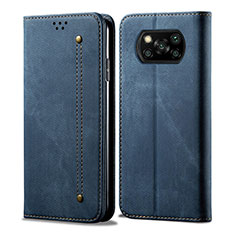 Funda de pano Cartera con Soporte B01S para Xiaomi Poco X3 Pro Azul