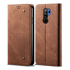 Funda de pano Cartera con Soporte B01S para Xiaomi Redmi 9 Prime India Marron