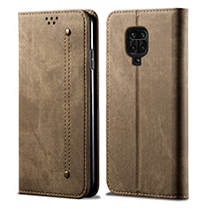 Funda de pano Cartera con Soporte B01S para Xiaomi Redmi Note 9 Pro Max Caqui