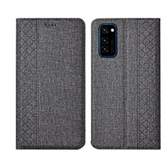 Funda de pano Cartera con Soporte H01 para Huawei Honor View 30 Pro 5G Gris