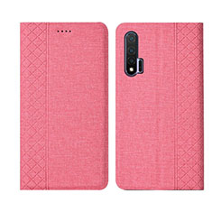 Funda de pano Cartera con Soporte H01 para Huawei Nova 6 Rosa