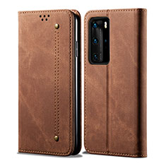 Funda de pano Cartera con Soporte H01 para Huawei P40 Pro Marron