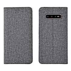 Funda de pano Cartera con Soporte H01 para Samsung Galaxy S10 Plus Gris