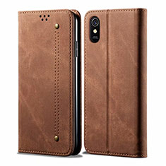 Funda de pano Cartera con Soporte H01 para Xiaomi Redmi 9AT Marron