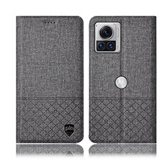 Funda de pano Cartera con Soporte H12P para Motorola Moto Edge 30 Ultra 5G Gris