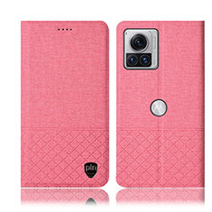 Funda de pano Cartera con Soporte H12P para Motorola Moto Edge 30 Ultra 5G Rosa