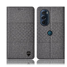 Funda de pano Cartera con Soporte H12P para Motorola Moto Edge Plus (2022) 5G Gris