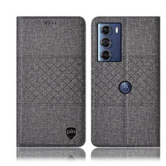 Funda de pano Cartera con Soporte H12P para Motorola Moto G200 5G Gris