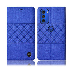 Funda de pano Cartera con Soporte H12P para Motorola Moto G51 5G Azul