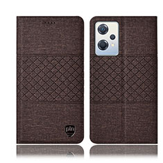 Funda de pano Cartera con Soporte H12P para OnePlus Nord CE 2 Lite 5G Marron