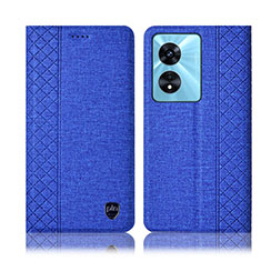 Funda de pano Cartera con Soporte H12P para Oppo A18 Azul