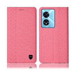 Funda de pano Cartera con Soporte H12P para Oppo A18 Rosa