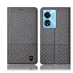 Funda de pano Cartera con Soporte H12P para Oppo A1x 5G Gris