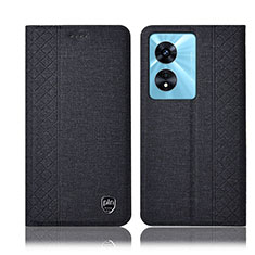 Funda de pano Cartera con Soporte H12P para Oppo A38 Negro